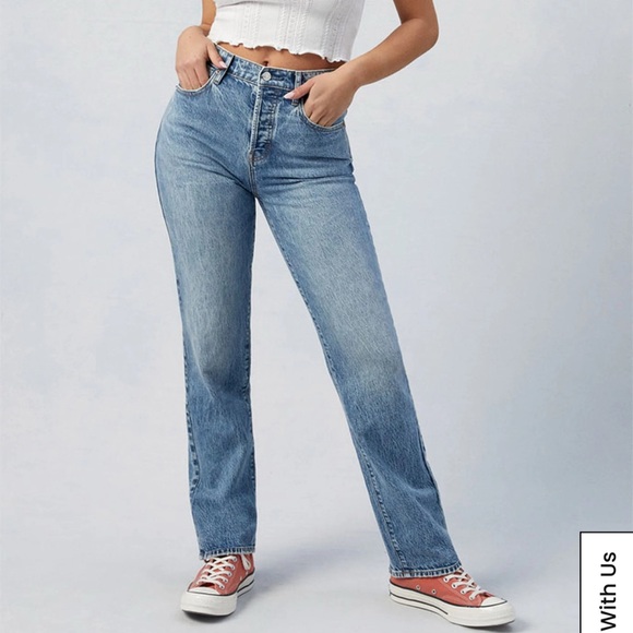 PacSun Light Blue Stretch Dad Jeans/ Straight Leg Jeans - Picture 1 of 14